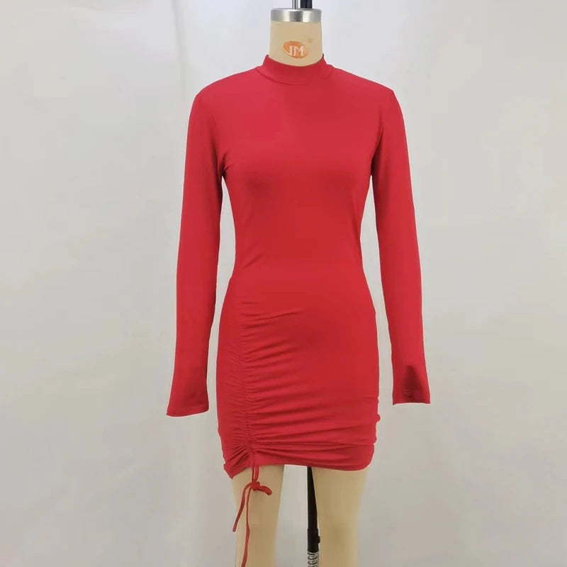 Elena | Ruched Turtleneck Bodycon Dress