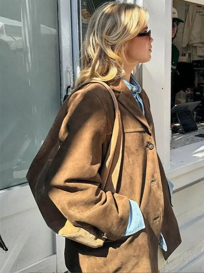 Isabella | Chic Brown Casual Suede Jacket